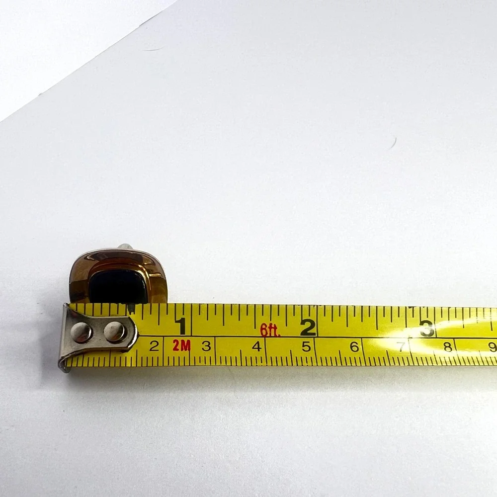 Vintage Anson Onyx Cufflinks Gold Tone‎ Black Center Bullet Back Signed
